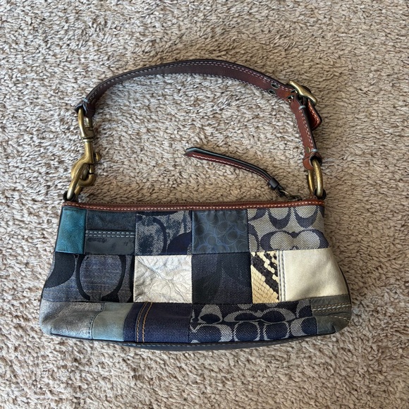 Coach Handbags - Vintage Coach Denim & Leather Blue Patchwork Pochette Shoulder Hobo Purse